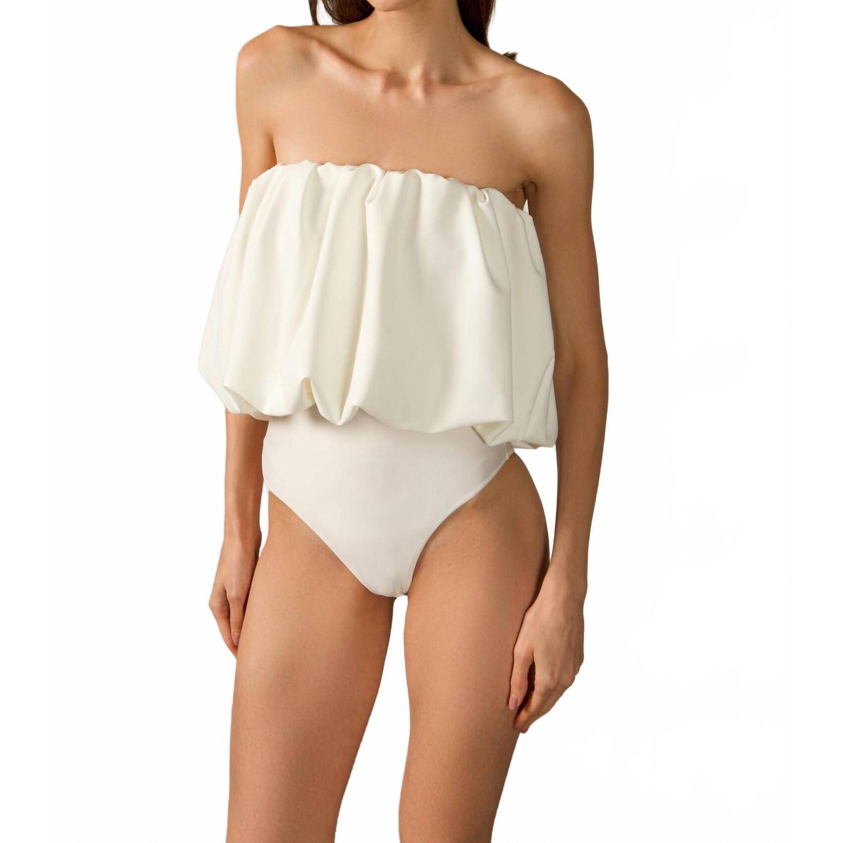 New Adriana Degreas Coquille De Mer Strapless Bodysuit In Off White